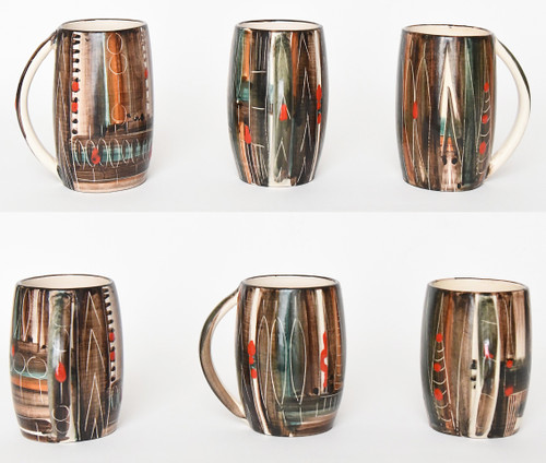 Servizio vintage di aranciata in ceramica della manifattura "Fenice" di Albisola (Italia)