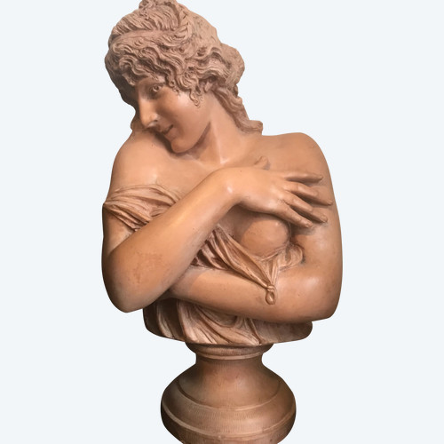 La Pudeur, Terrakotta signiert Houdon