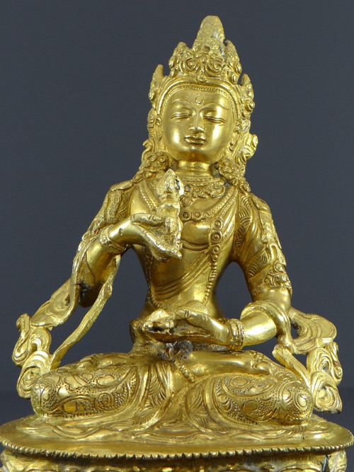 Tibet, Fine XIX Secolo-inizi XX Secolo, Statua Di Tara In Bronzo Dorato.