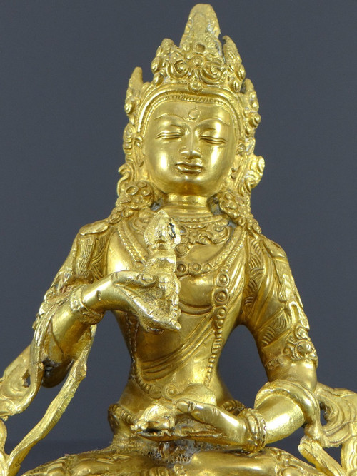 Tibet, Fine XIX Secolo-inizi XX Secolo, Statua Di Tara In Bronzo Dorato.