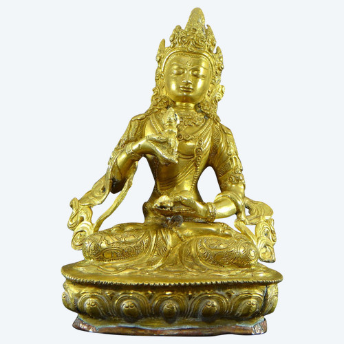 Tibet, Fine XIX Secolo-inizi XX Secolo, Statua Di Tara In Bronzo Dorato.