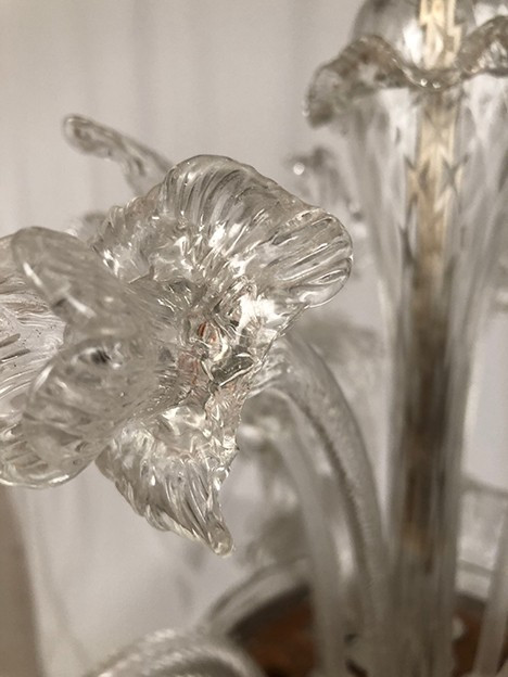 Lampadario in vetro di Murano a quattro bracci di luce, fine '800