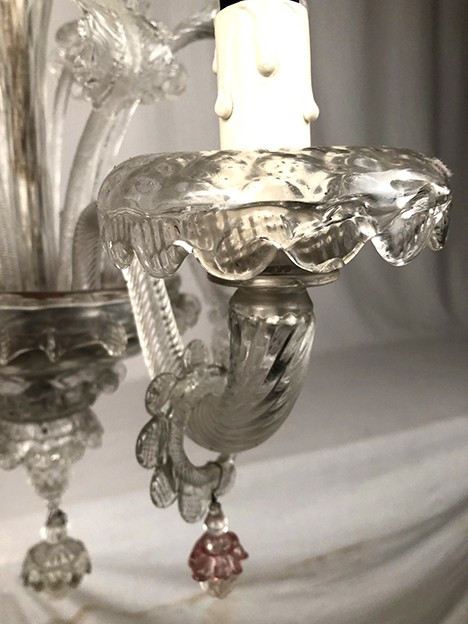 Lampadario in vetro di Murano a quattro bracci di luce, fine '800