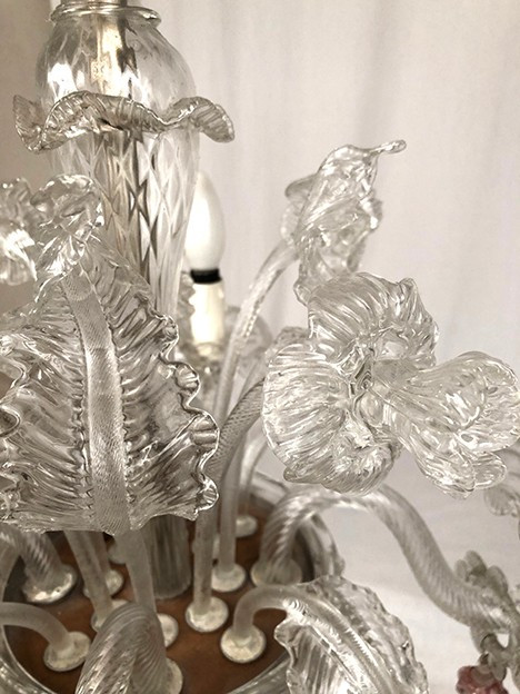 Lampadario in vetro di Murano a quattro bracci di luce, fine '800