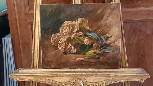Öl auf Leinwand Rosenstrauß/ XX.