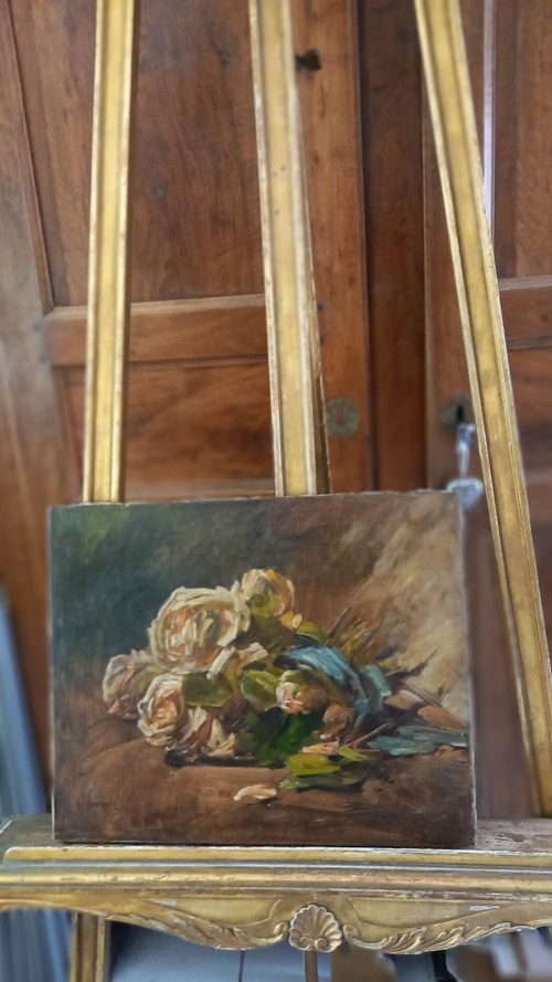 Öl auf Leinwand Rosenstrauß/ XX.