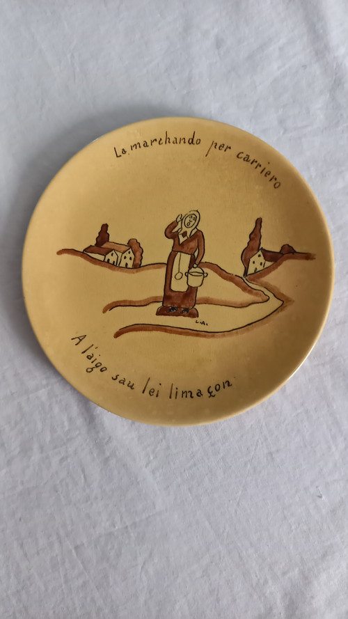 Plates Aubagne earthenware 20th century