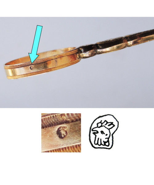 Etui Nécessaire de couture Ciseaux ancien OR MASSIF 18K XVIIIe XIXe perles sable
