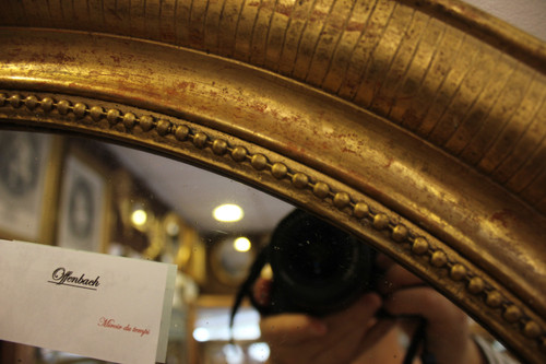 Louis Philippe Oval Mirror, Engraved Original Gold Leaf 64 X 74 Cm