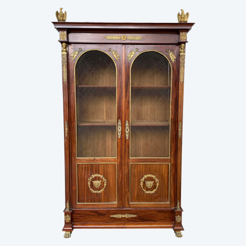 Empire Style Bookcase Retour D'égypte Mahogany Bronze Gilt