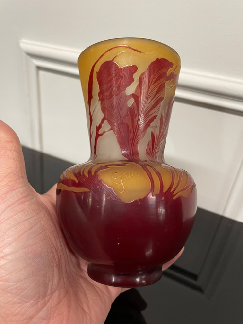 Etablissement Gallé - Vase Gallé Aux Algues Marines H: 14 Cm Epoque Art Nouveau