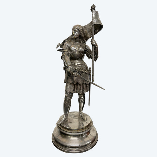 Jean Baptiste Germain - Giovanna d'Arco in armatura Argento Bronzo H: 28 cm