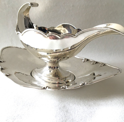 Silver sauceboat in the shape of a shuttle, 19th century