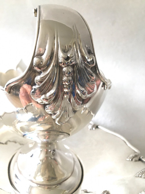 Silver sauceboat in the shape of a shuttle, 19th century