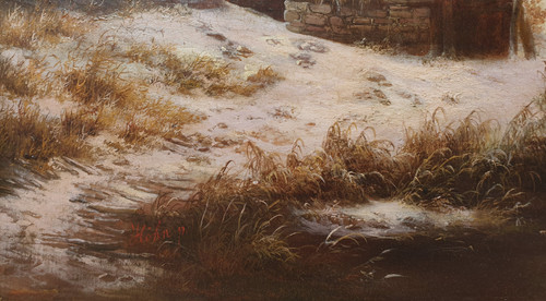 Georg HÖHN Paesaggio innevato tedesco Pittore romantico del XIX secolo