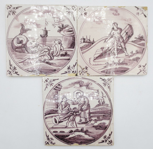 Dodici piastrelle di terracotta, Delft, XVIII secolo.