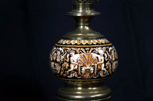Coppia di lampade Gien, non elettrificate, XIX secolo