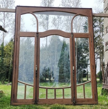 Fenêtre Ancienne Epoque Art Déco En Chêne Porte Baie Cloison Vitrée Portes