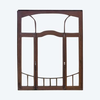 Antique Art Deco Oak Window Bay Door Glass Partition Doors