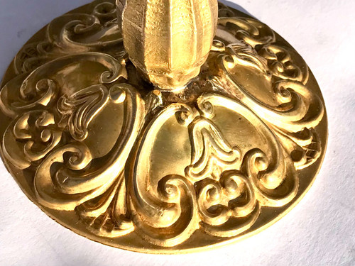 Coupe centre de table en cristal et bronze doré 