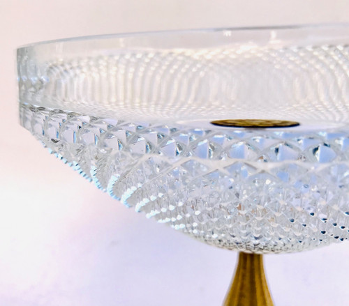 Coupe centre de table en cristal et bronze doré 