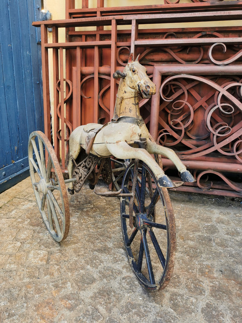  Grand Tricycle Au Cheval Fin XIX ème 