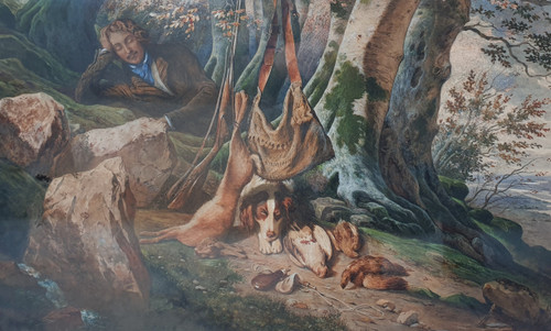 A. GUILLAUME (active in the 1830s) - Landscape and game