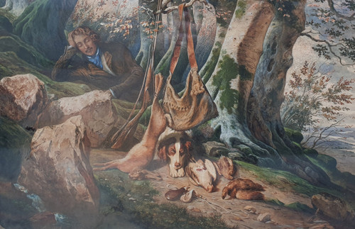 A. GUILLAUME (active in the 1830s) - Landscape and game
