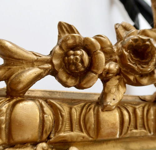 Gilded wood mirror with glazing beads, Louis XIV style, Napoleon III period - 19th century