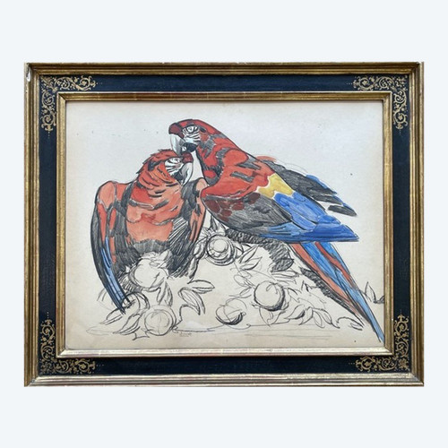  Paul Jouve (1878 - 1973), « Deux perroquets », années 1930