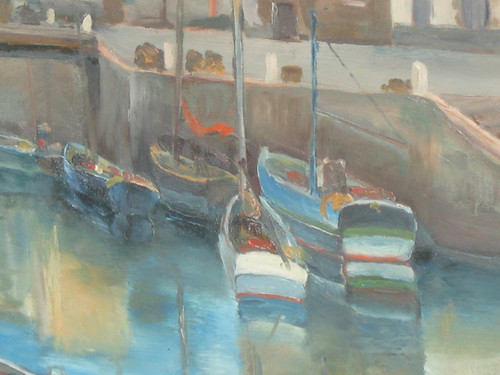 Port du Croisic huile sur isorel signée Georges Demoulin Scène de port 