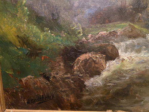 Gemälde, Berglandschaft signiert A Godchaux