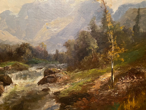 Gemälde, Berglandschaft signiert A Godchaux