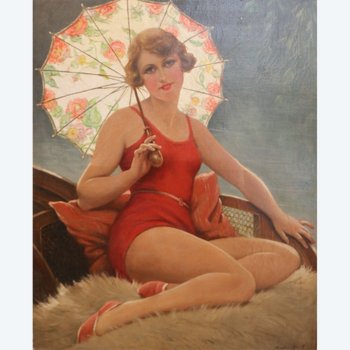 François Martin-Kavel - Bather with an umbrella