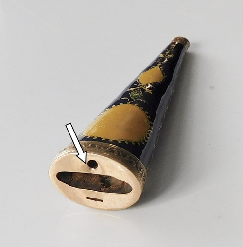 Etui émaillé sur vermeil Palais Royal ancien XIXe avec ciseaux or couture broderie