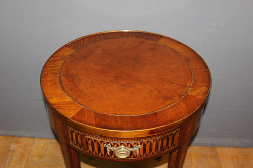 Table Bouillotte De Style Louis XVI En Marqueterie Vers 1900