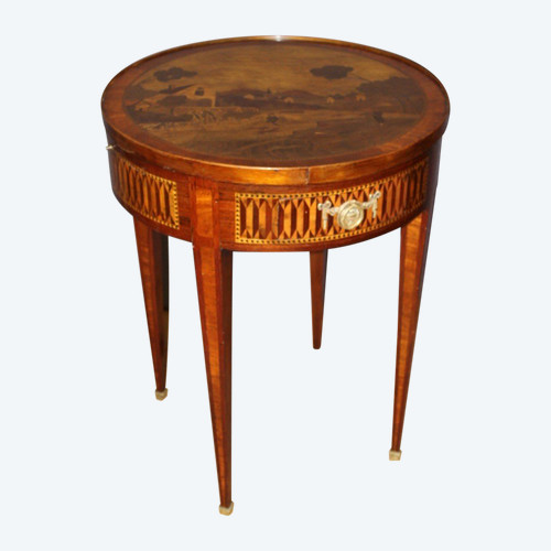 Louis XVI Style Hot Water Bottle Table In Marquetry Around 1900