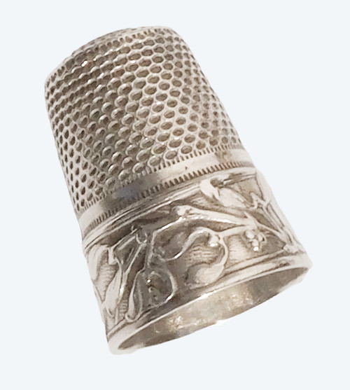 Nécessaire De Couture Ancien En Argent Massif Art Nouveau Gui 