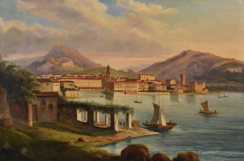 Peintre Védutiste Italien Du XIXe Siècle, Vue De Riva Del Garda
