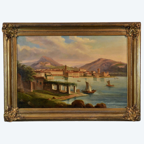 Peintre Védutiste Italien Du XIXe Siècle, Vue De Riva Del Garda
