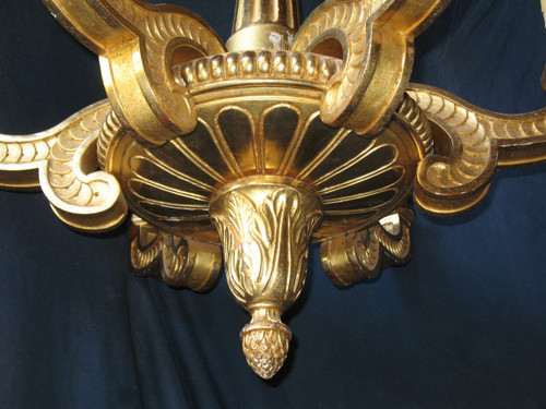 Empire style chandelier in gilded wood with 6 arms of light, early 19th century