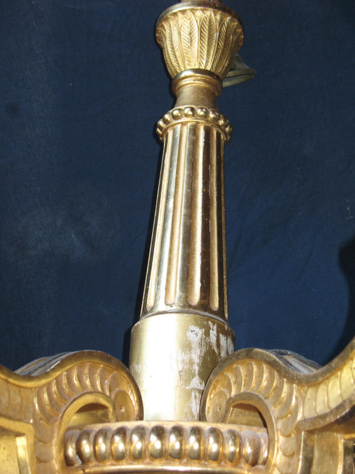 Empire style chandelier in gilded wood with 6 arms of light, early 19th century