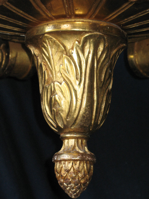 Empire style chandelier in gilded wood with 6 arms of light, early 19th century