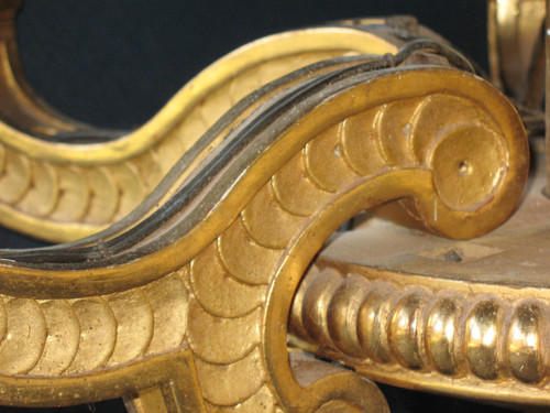 Empire style chandelier in gilded wood with 6 arms of light, early 19th century