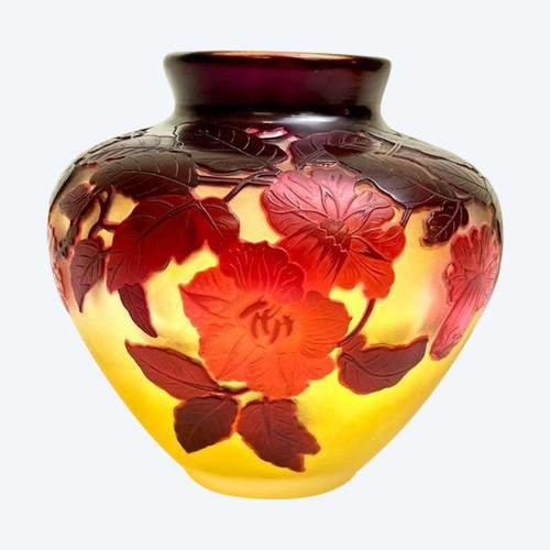 Emile Gallé Art Nouveau Vase “Red Bignones”