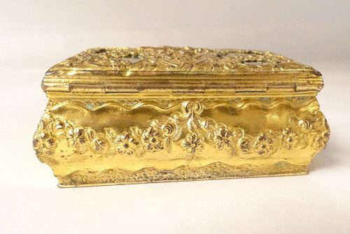 Petite Boîte Pomponne Agate Guirlandes Fleurs Coquille Fin XVIIIème XIXème