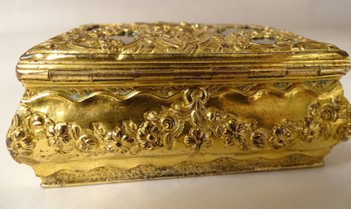 Petite Boîte Pomponne Agate Guirlandes Fleurs Coquille Fin XVIIIème XIXème