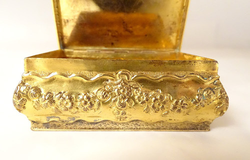 Petite Boîte Pomponne Agate Guirlandes Fleurs Coquille Fin XVIIIème XIXème