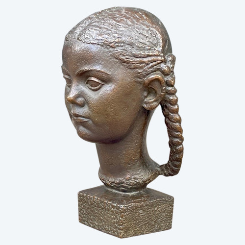 Buste en bronze signé Josef Proszowski (1904 - 1961)
