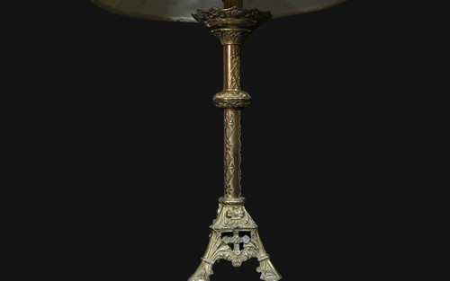 Coppia di lampade neogotiche in bronzo